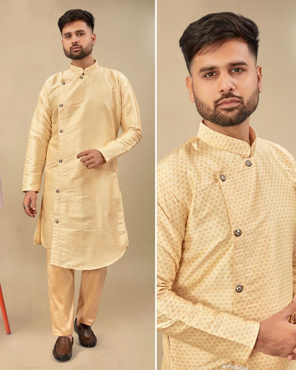 Cross button Kurta Pyjama