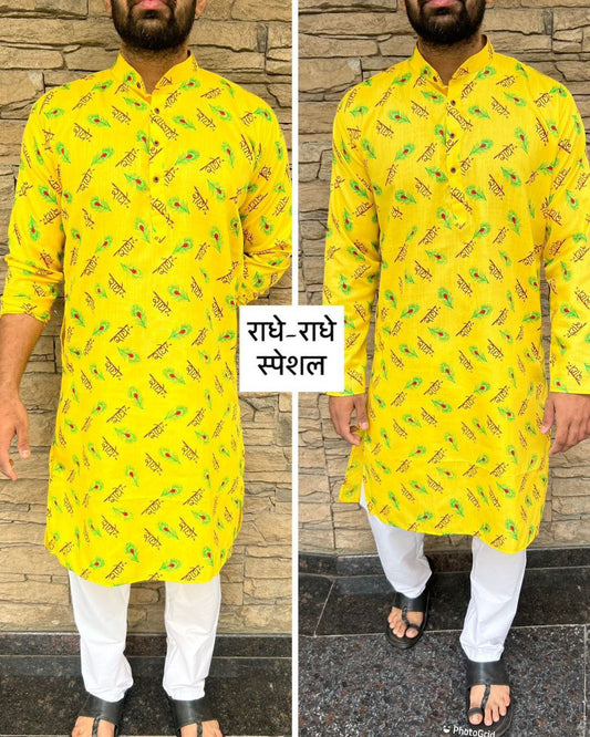 Long Radhe-Radhe cotton kurta