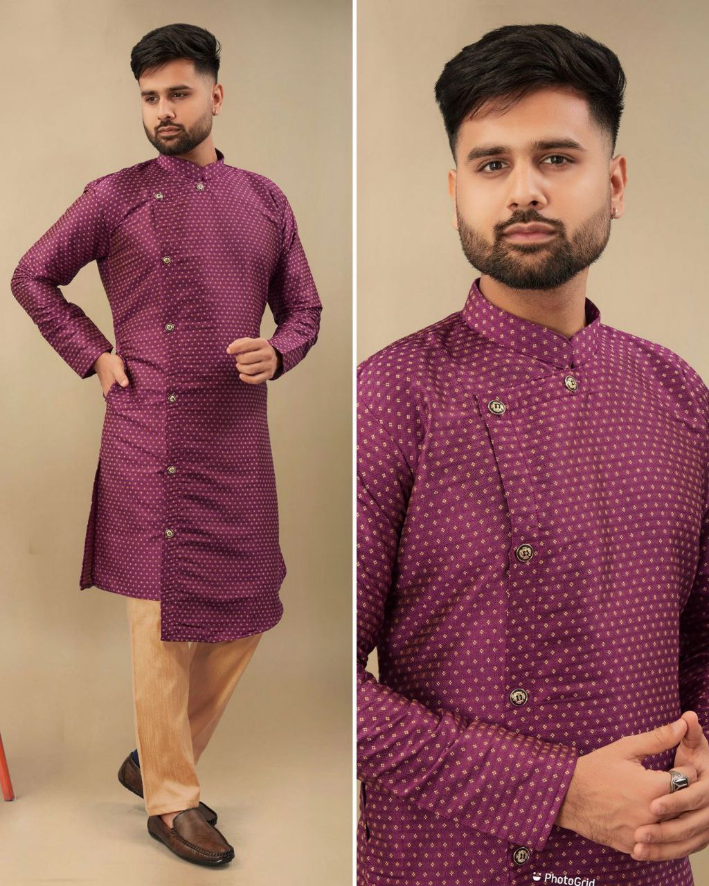 Cross button Kurta Pyjama