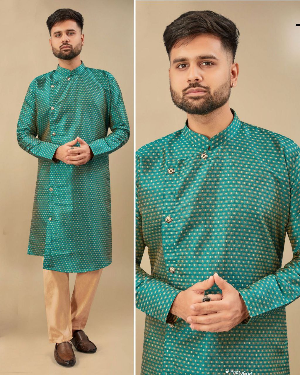 Cross button Kurta Pyjama