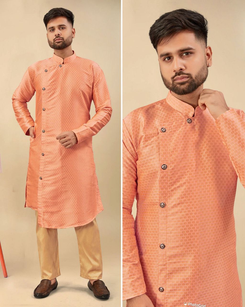 Cross button Kurta Pyjama