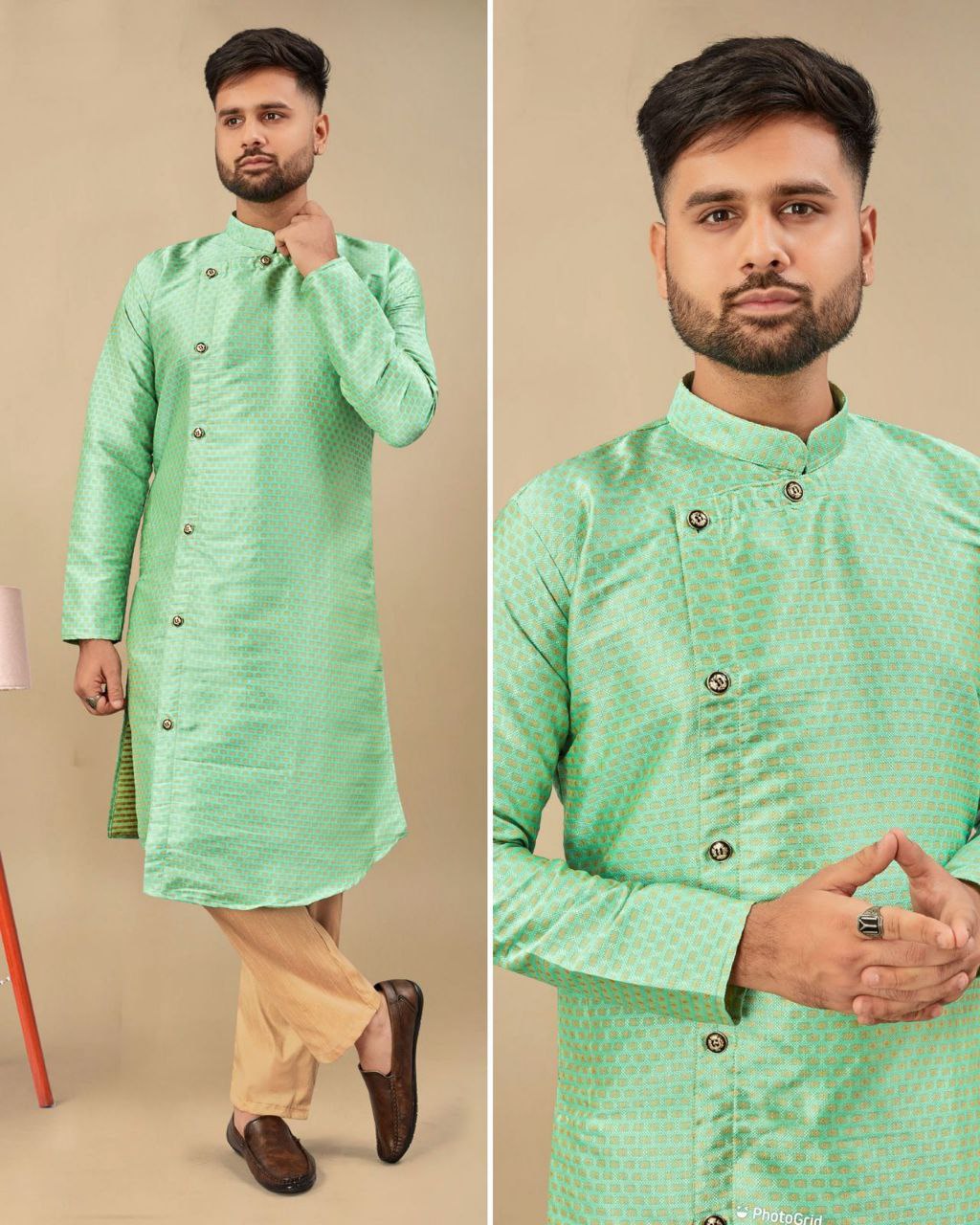 Cross button Kurta Pyjama