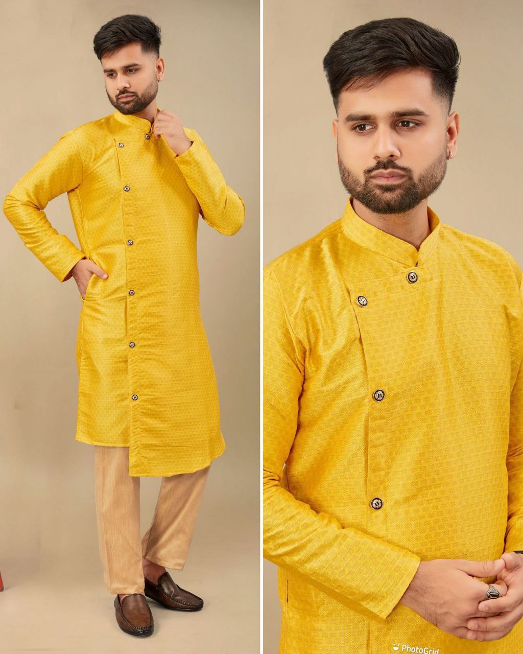 Cross button Kurta Pyjama