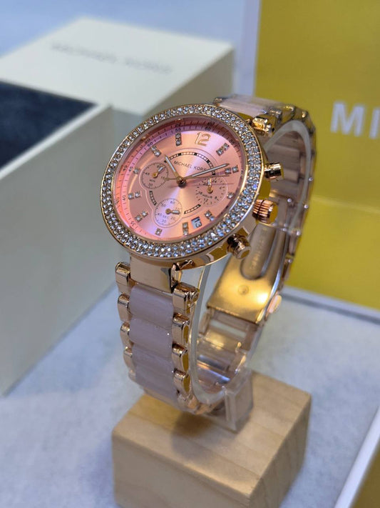 Michael Kors Luxury Pink & Gold Stylish Girls watch