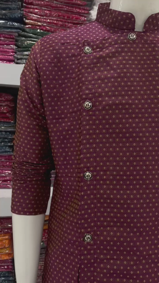 Cross button Kurta Pyjama