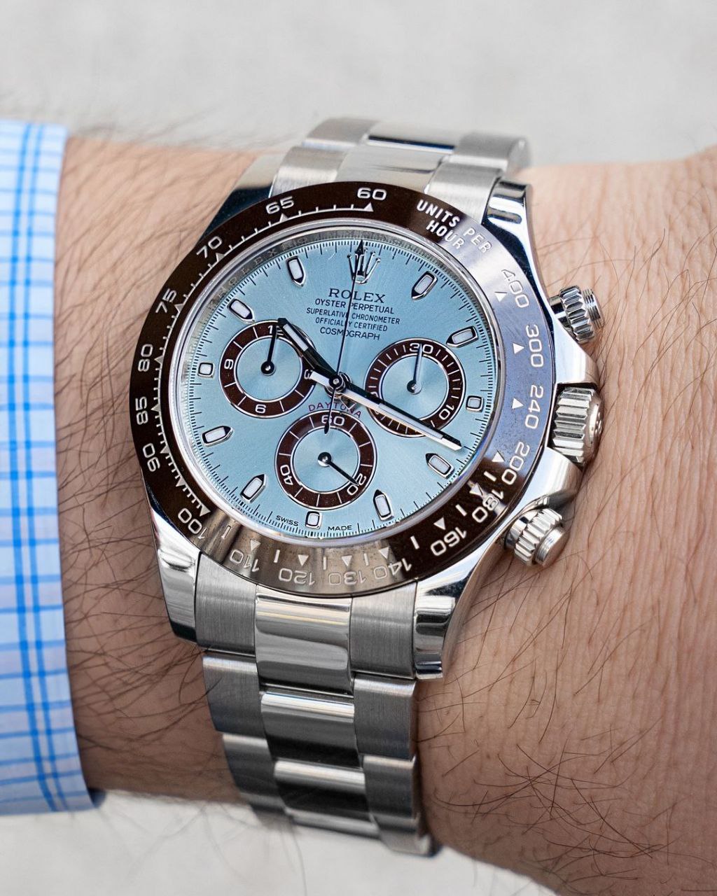 Rolex cosomograph Daytona blue dial watch with ceramic ring