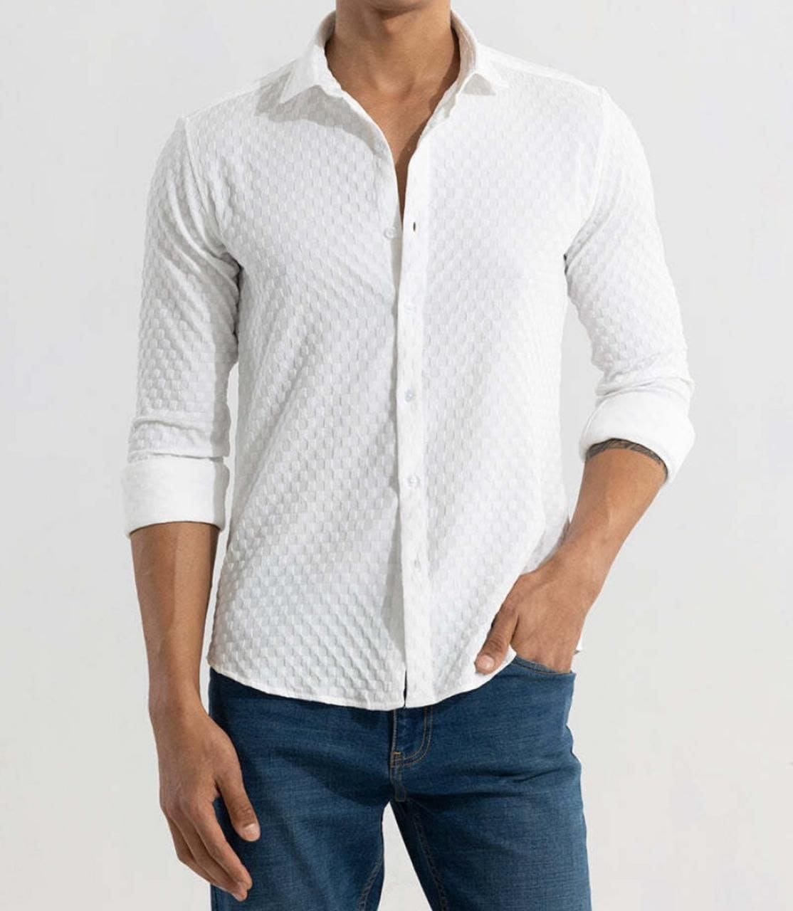 MEN'S EXCLUSIVE BUBBLE FABRIC FULL SLEEVE SHIRT